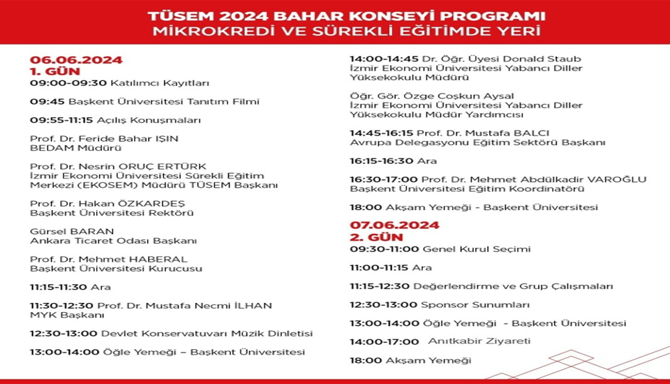 TÜSEM İLKBAHAR ÇALIŞTAYI BAŞKENT ÜNİVERSİTESİNDE YAPILACAKTIR